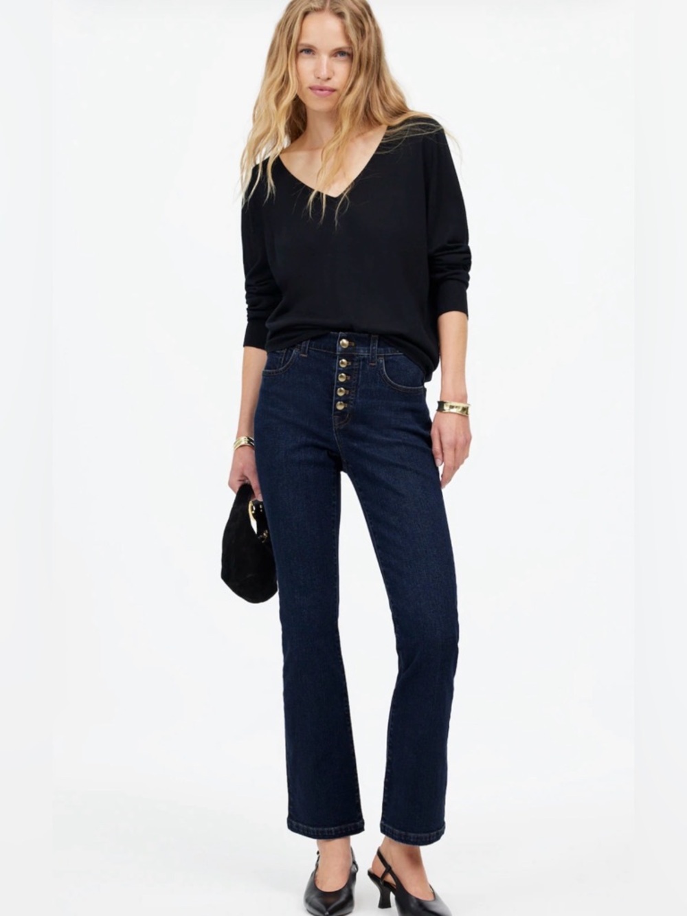 Madewell Mid-Rise Kick Out Crop Jeans - Larkspur